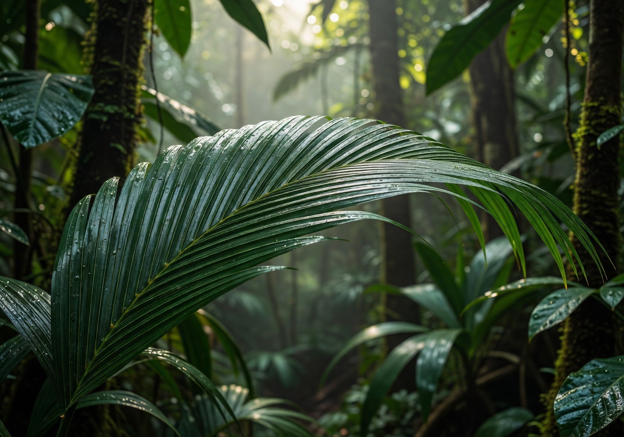 Exotic green palm leaf decoration